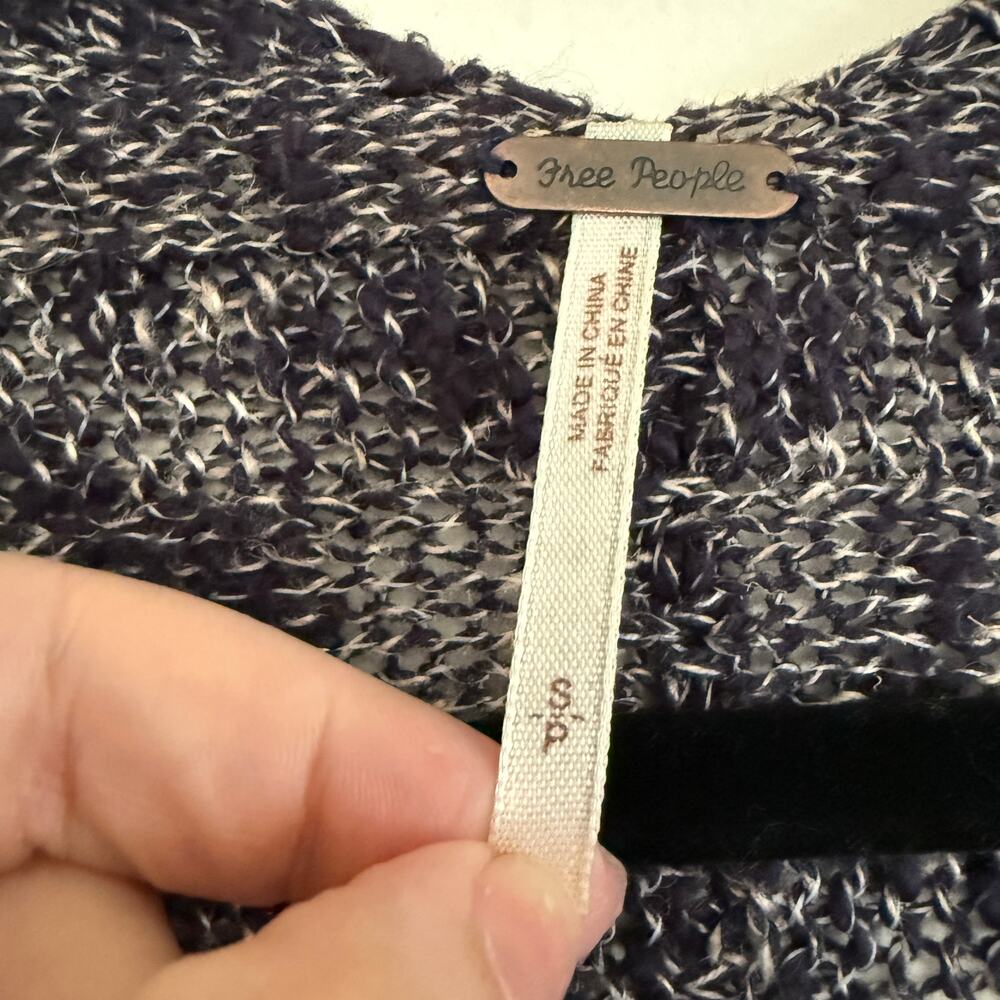 FREE PEOPLE Black and Cream Free Spirit Cotton Linen Blend Long Cardigan Small - Picture 3 of 7